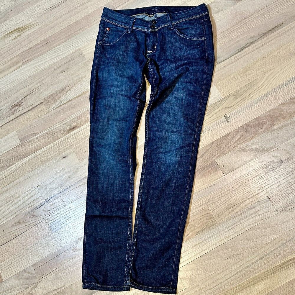Hudson Colin Flap Dark Distressed Skinny Jeans Style W422DHA Made in USA Sz 28
